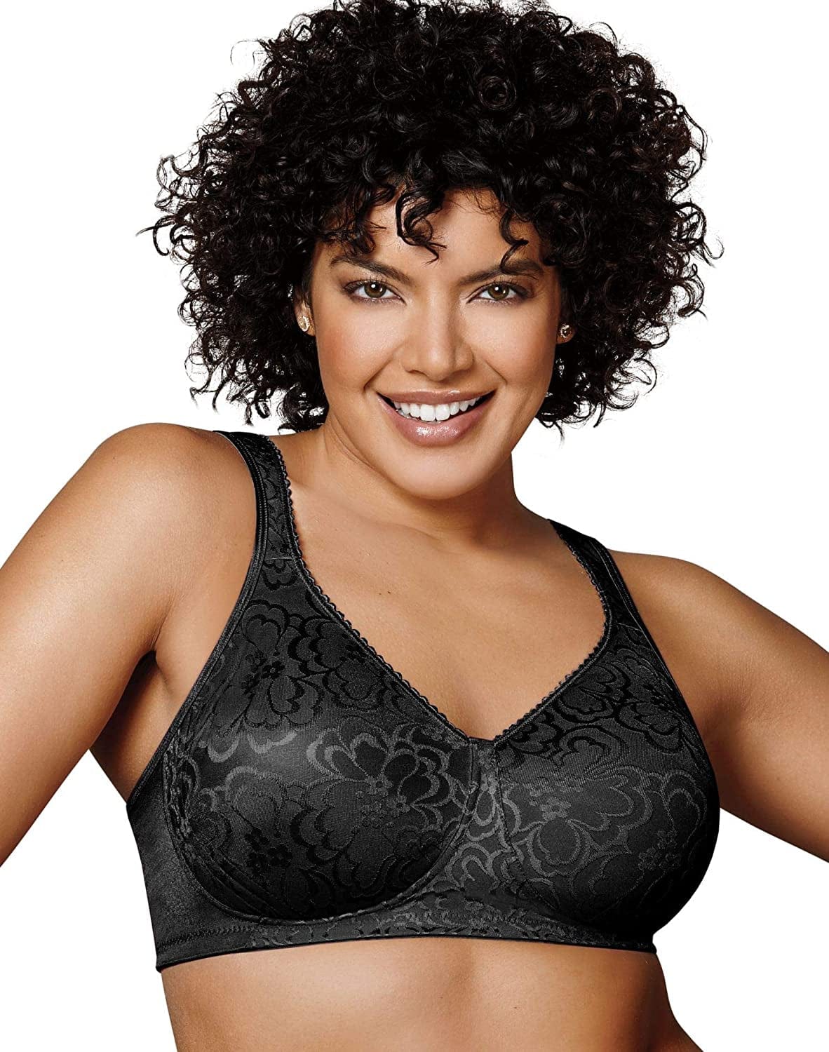 Playtex 18-Hour Ultimate Lift Wireless Bra, Wirefree Bra with Support, Full-Coverage Wireless Bra for Everyday Comfort Black / 38D