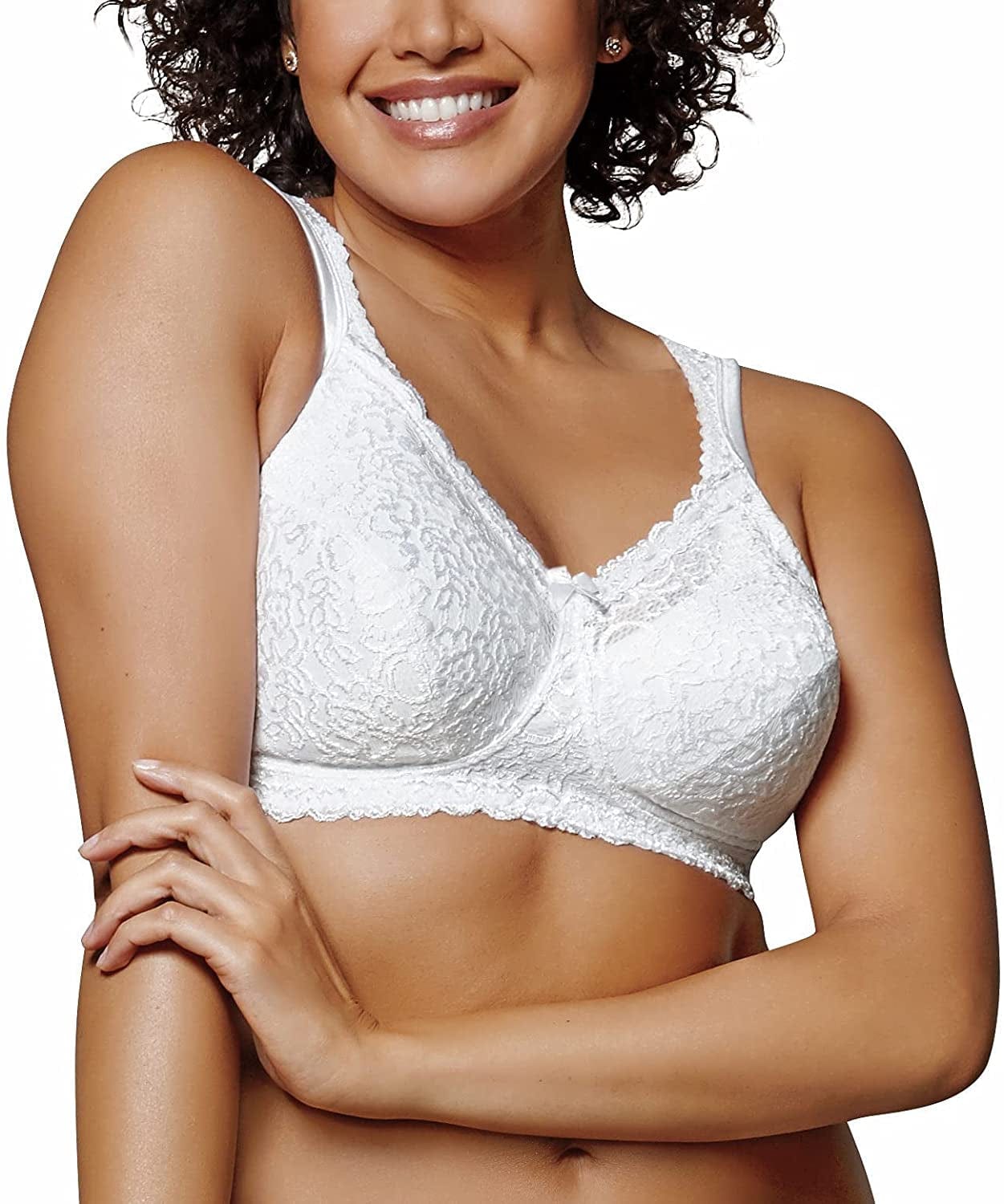 Playtex Women'S 18 Hour Airform Comfort Lace Wirefree Full Coverage Bra US4088 White / 48DD