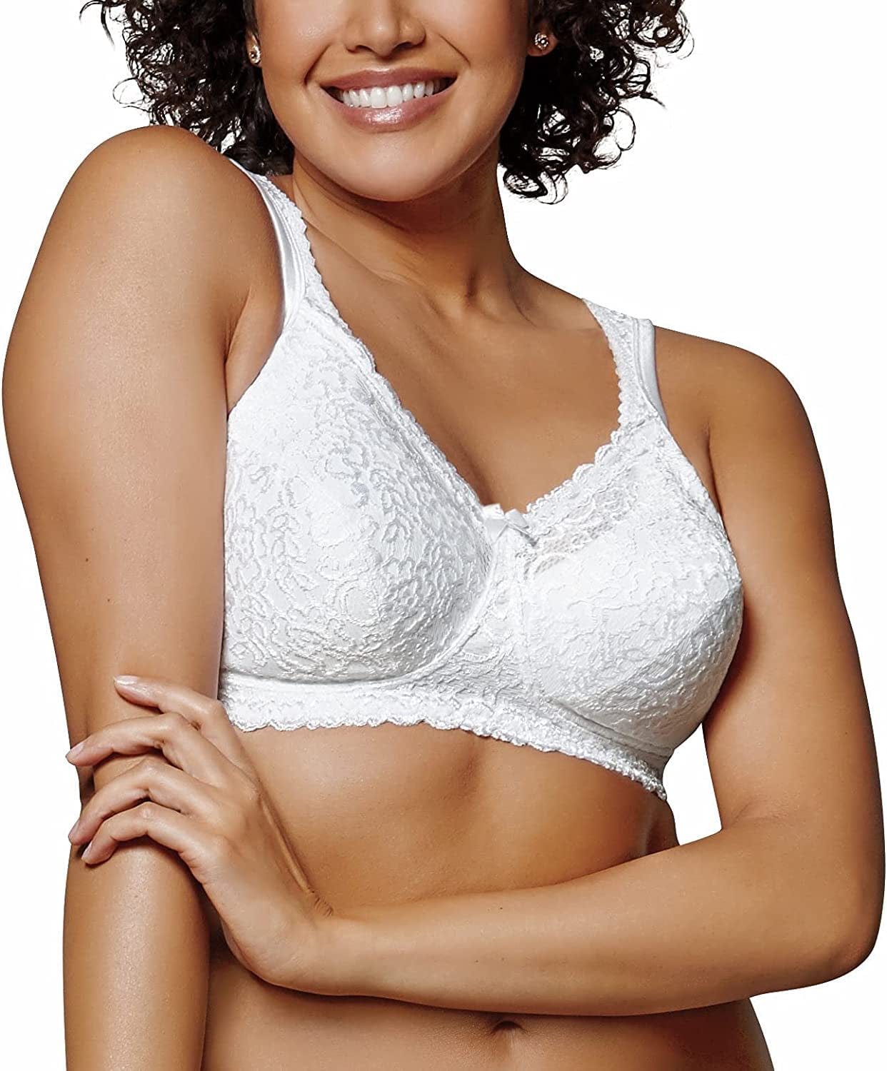 Playtex Women'S 18 Hour Airform Comfort Lace Wirefree Full Coverage Bra US4088 White / 50DD
