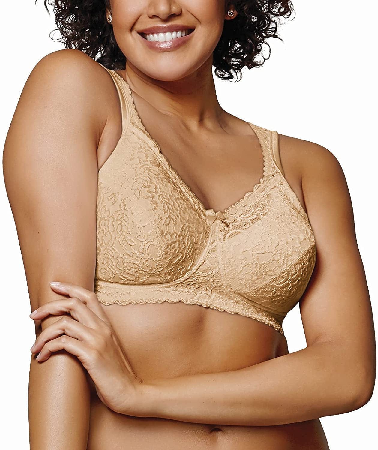 Playtex Women'S 18 Hour Airform Comfort Lace Wirefree Full Coverage Bra US4088 Honey / 46DDD