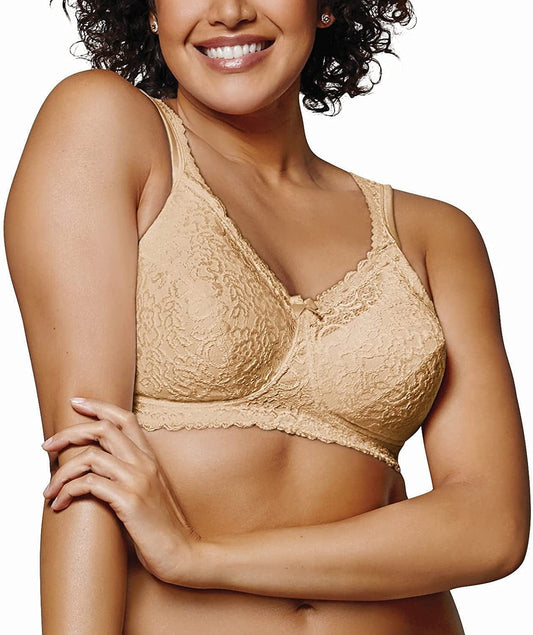 Playtex Women'S 18 Hour Airform Comfort Lace Wirefree Full Coverage Bra US4088 Honey / 46DDD