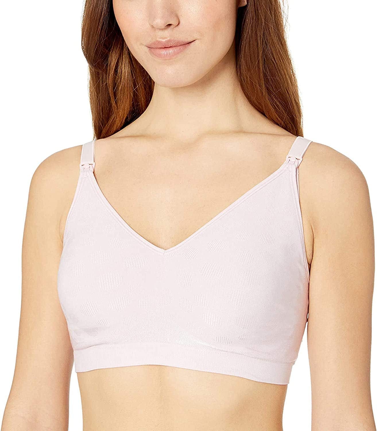 Playtex Women'S Maternity Nursing Seamless Wirefree Full Coverage Bra US4956 Hush Pink Dot / Large