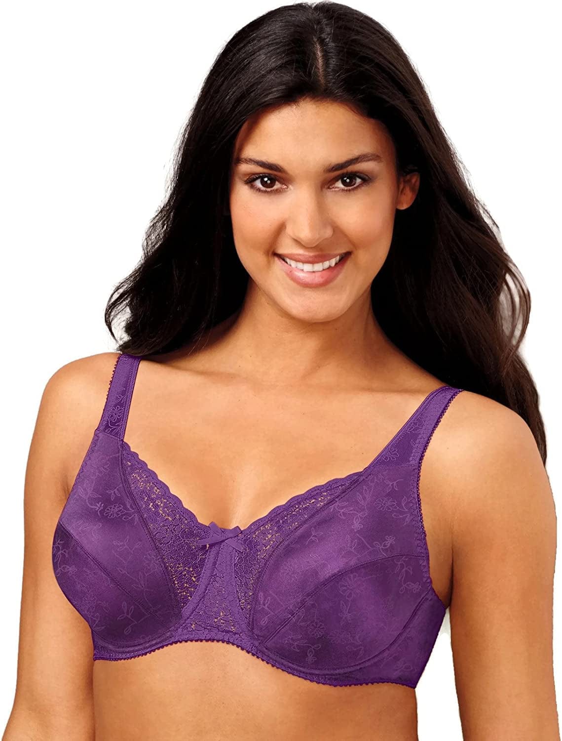 Playtex Women'S Secrets Love My Curves Signature Floral Underwire Full Coverage Bra US4422 Violet Splendor / 36C