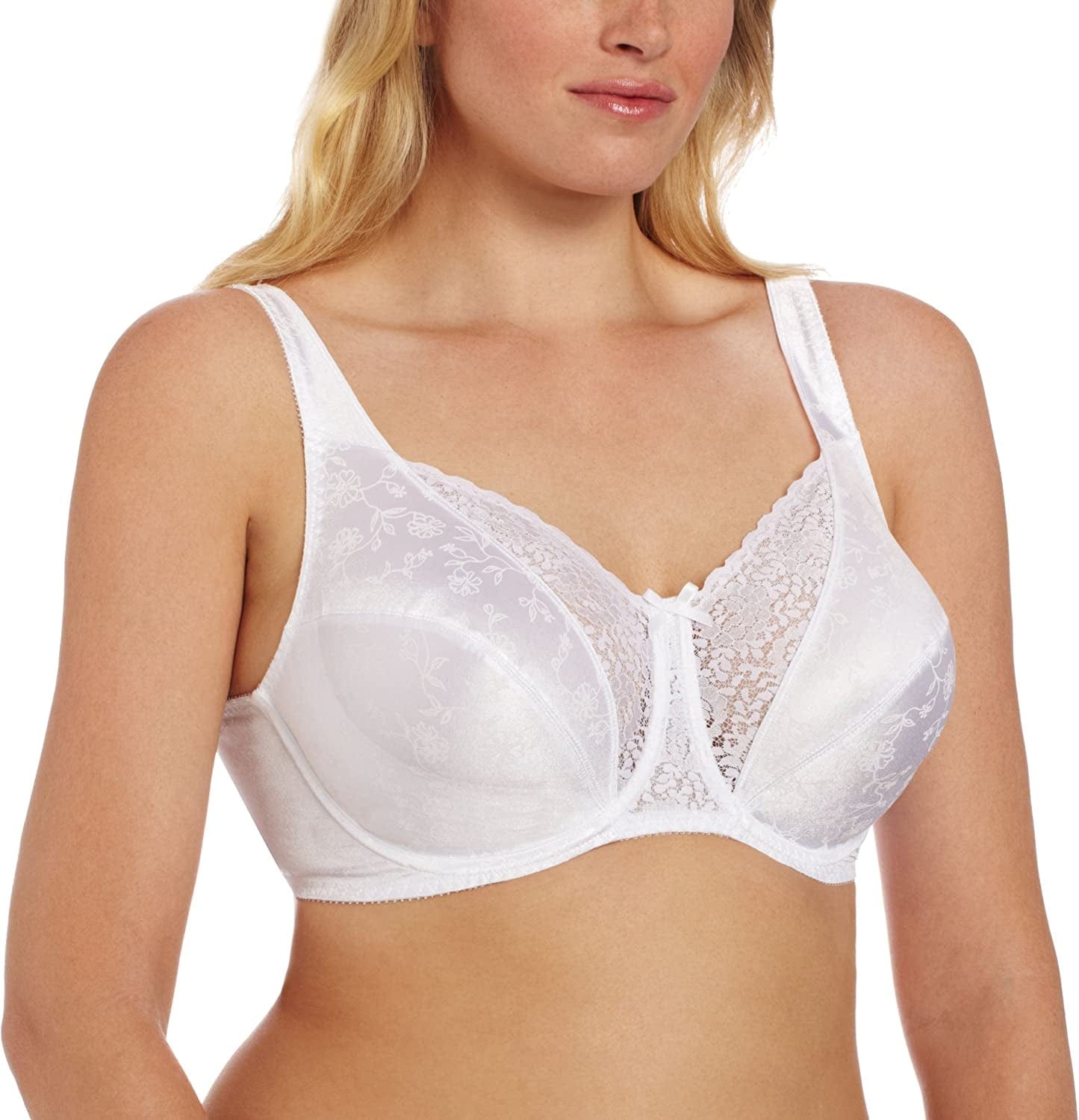 Playtex Women'S Secrets Love My Curves Signature Floral Underwire Full Coverage Bra US4422 White / 36C