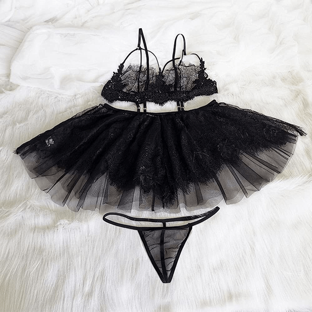 Plus Size Lingerie for Women Lace Black Babydoll Sexy Mesh High Waisted Nightdress Strappy Exotic Sleepwear Apparel & Accessories > Clothing > Underwear & Socks > Lingerie Kylie Max