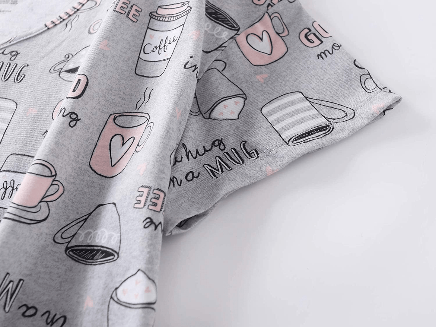 PNAEONG Women'S Cotton Nightgown Sleepwear Short Sleeves Shirt Casual Print Sleepdress Apparel & Accessories > Clothing > Sleepwear & Loungewear > Nightgowns Kylie Max