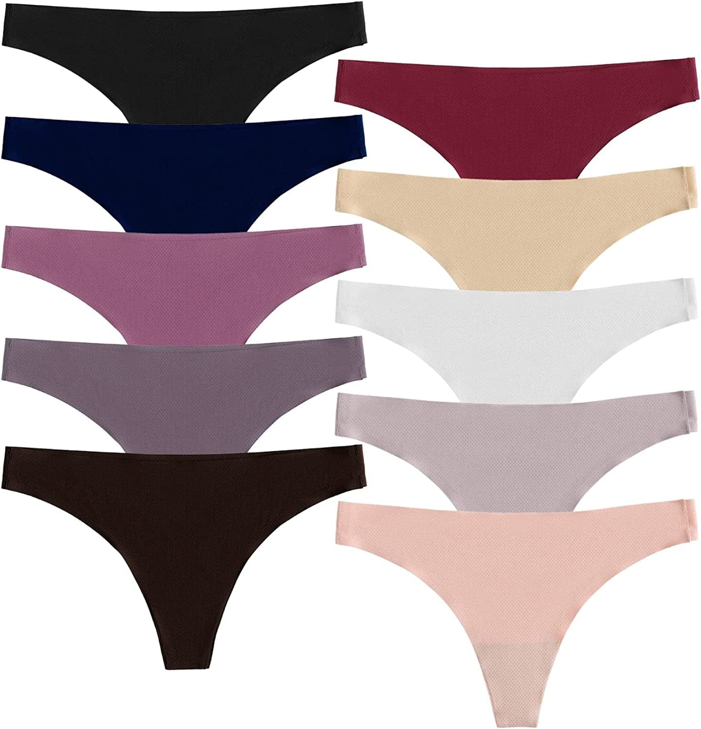 POKARLA Seamless Thongs for Women No Show Underwear Pack of 10 Multicolor-01-pack of 10 / Medium