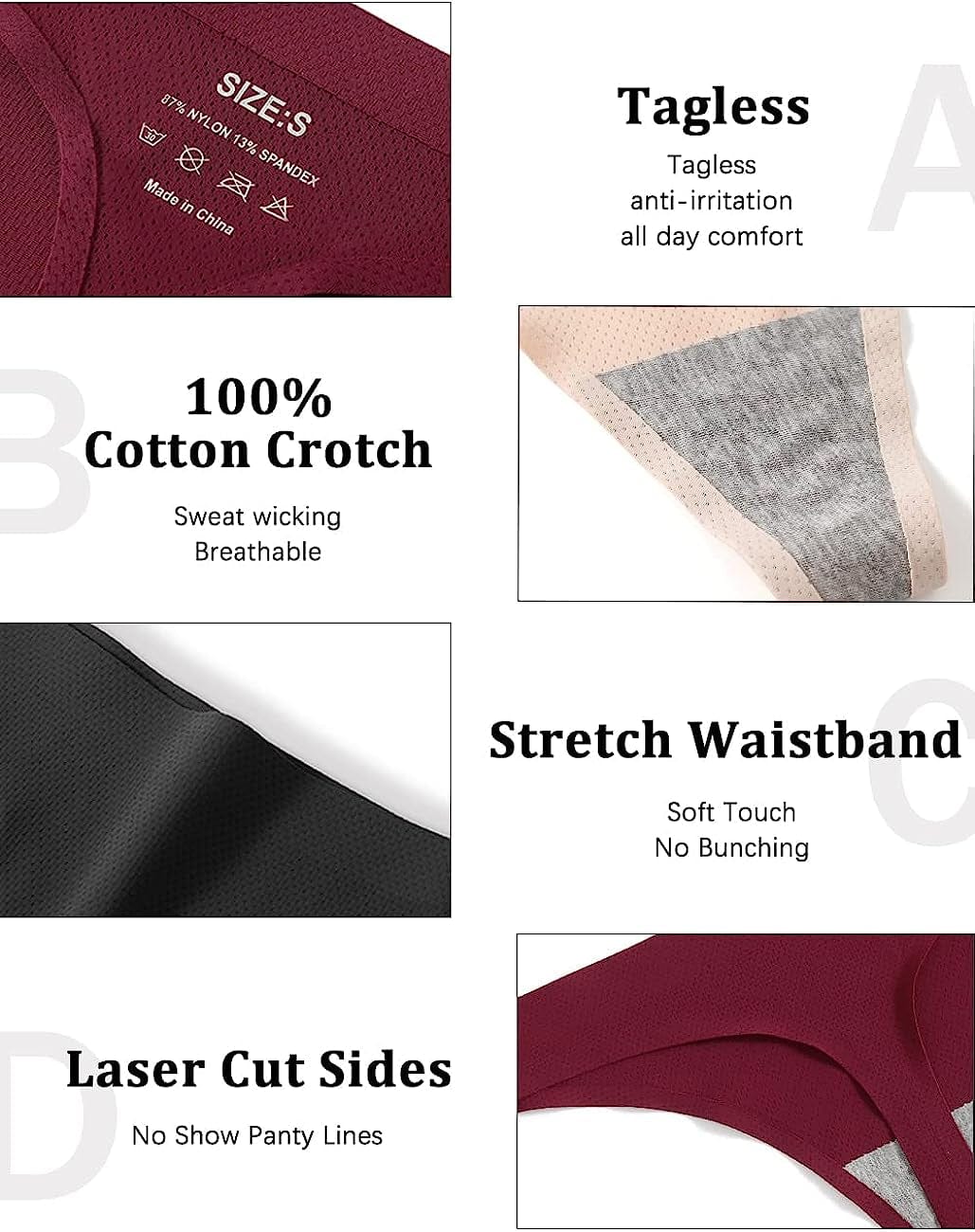 POKARLA Seamless Thongs for Women No Show Underwear Pack of 10