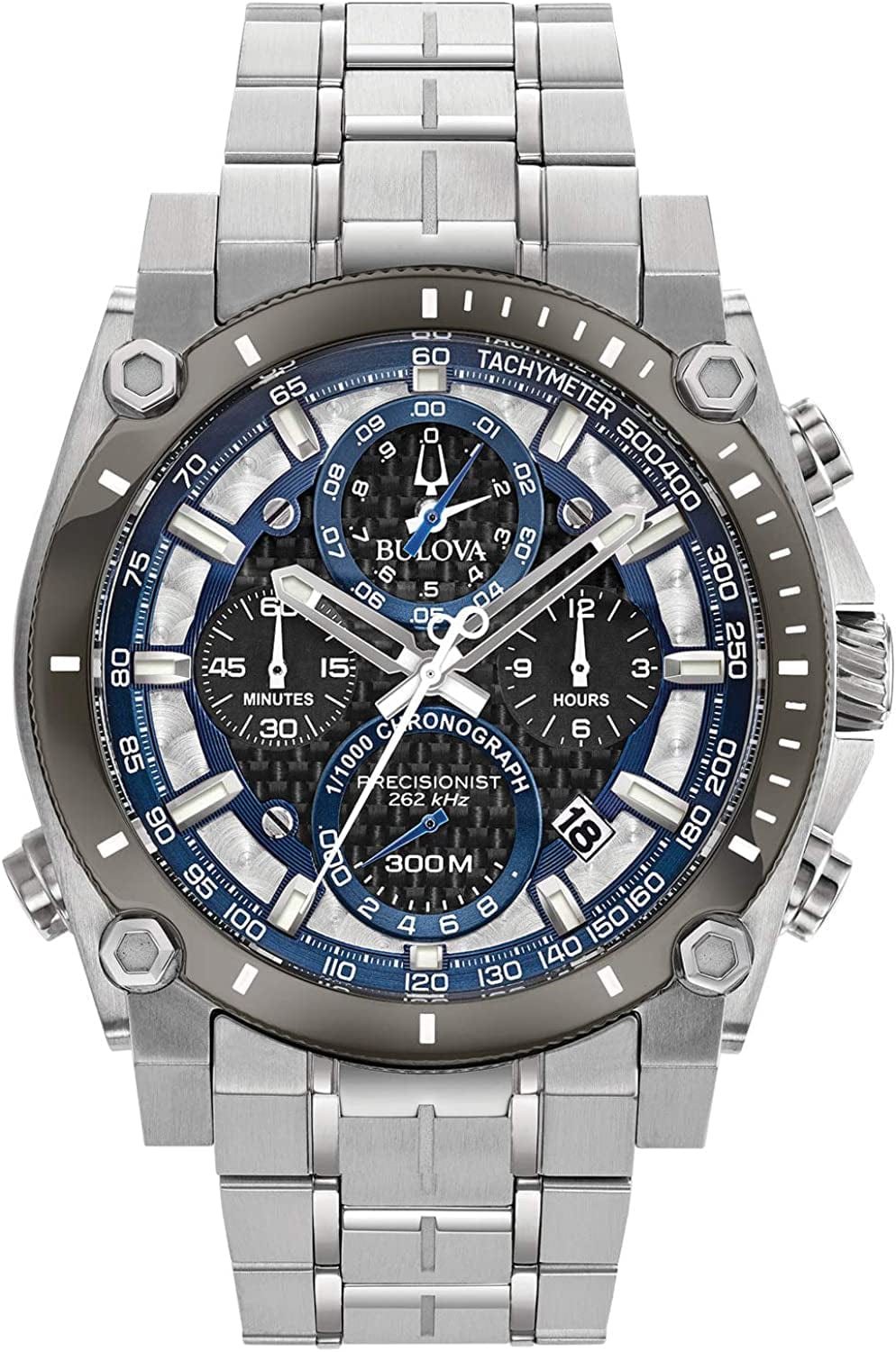 Precisionist Chronograph Men'S Watch Silver Tone/Blue