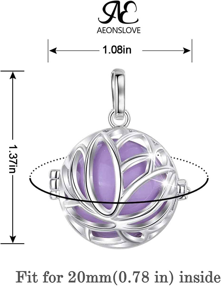 Pregnancy Necklace Lotus Long Pendant Necklaces Chime Ball Music Wishing Jewellery Pregnancy Gifts for Women Maternity Mum Baby Shower