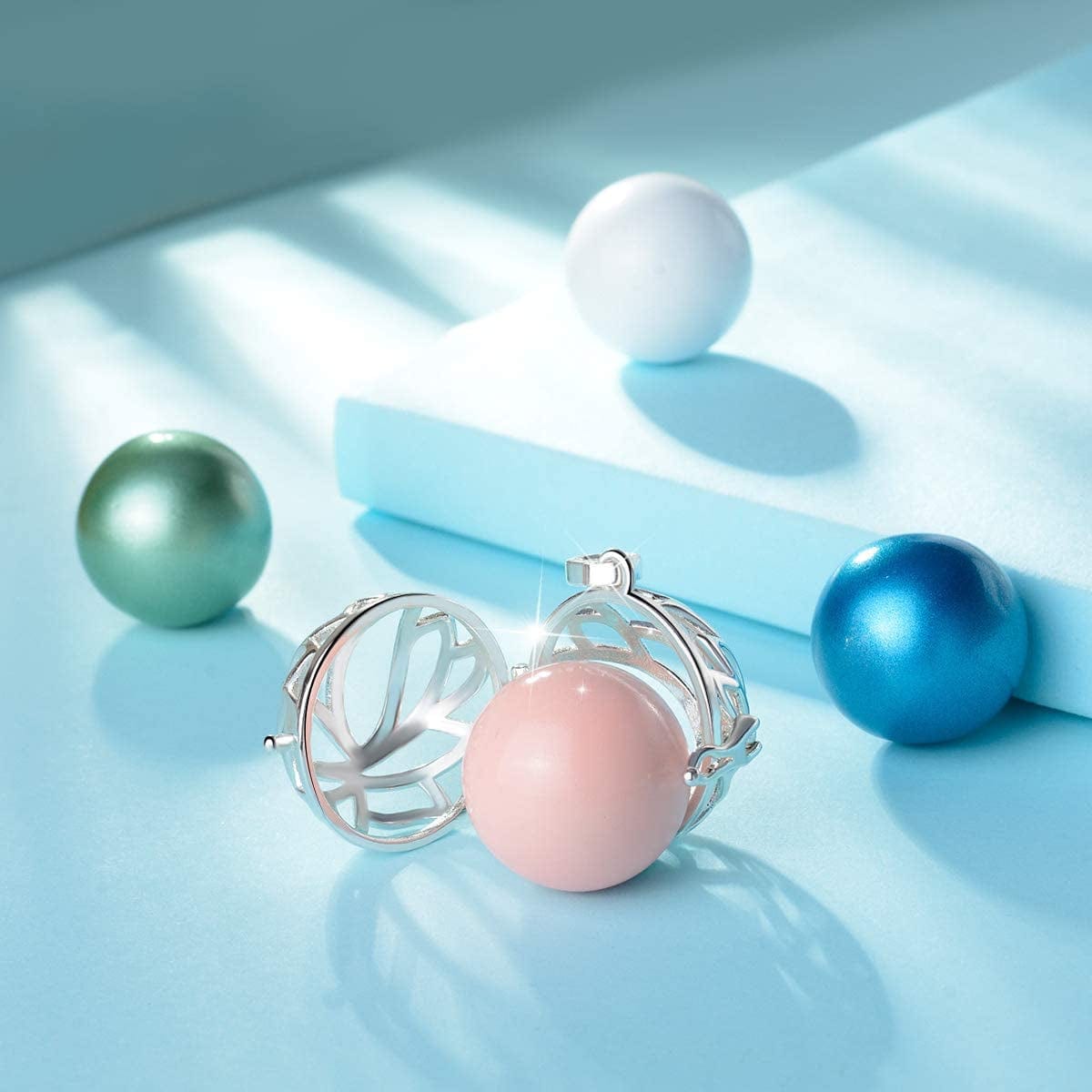 Pregnancy Necklace Lotus Long Pendant Necklaces Chime Ball Music Wishing Jewellery Pregnancy Gifts for Women Maternity Mum Baby Shower