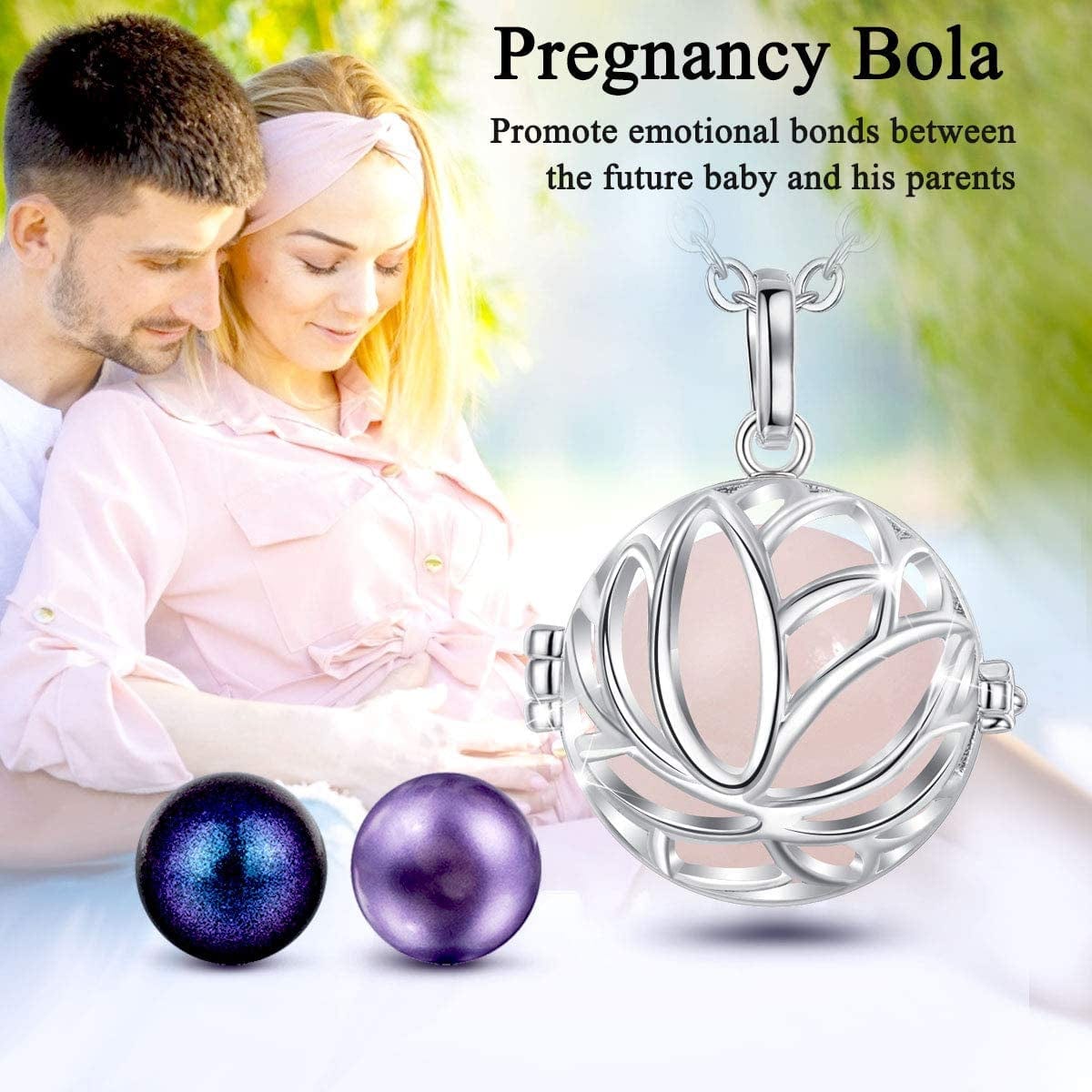 Pregnancy Necklace Lotus Long Pendant Necklaces Chime Ball Music Wishing Jewellery Pregnancy Gifts for Women Maternity Mum Baby Shower