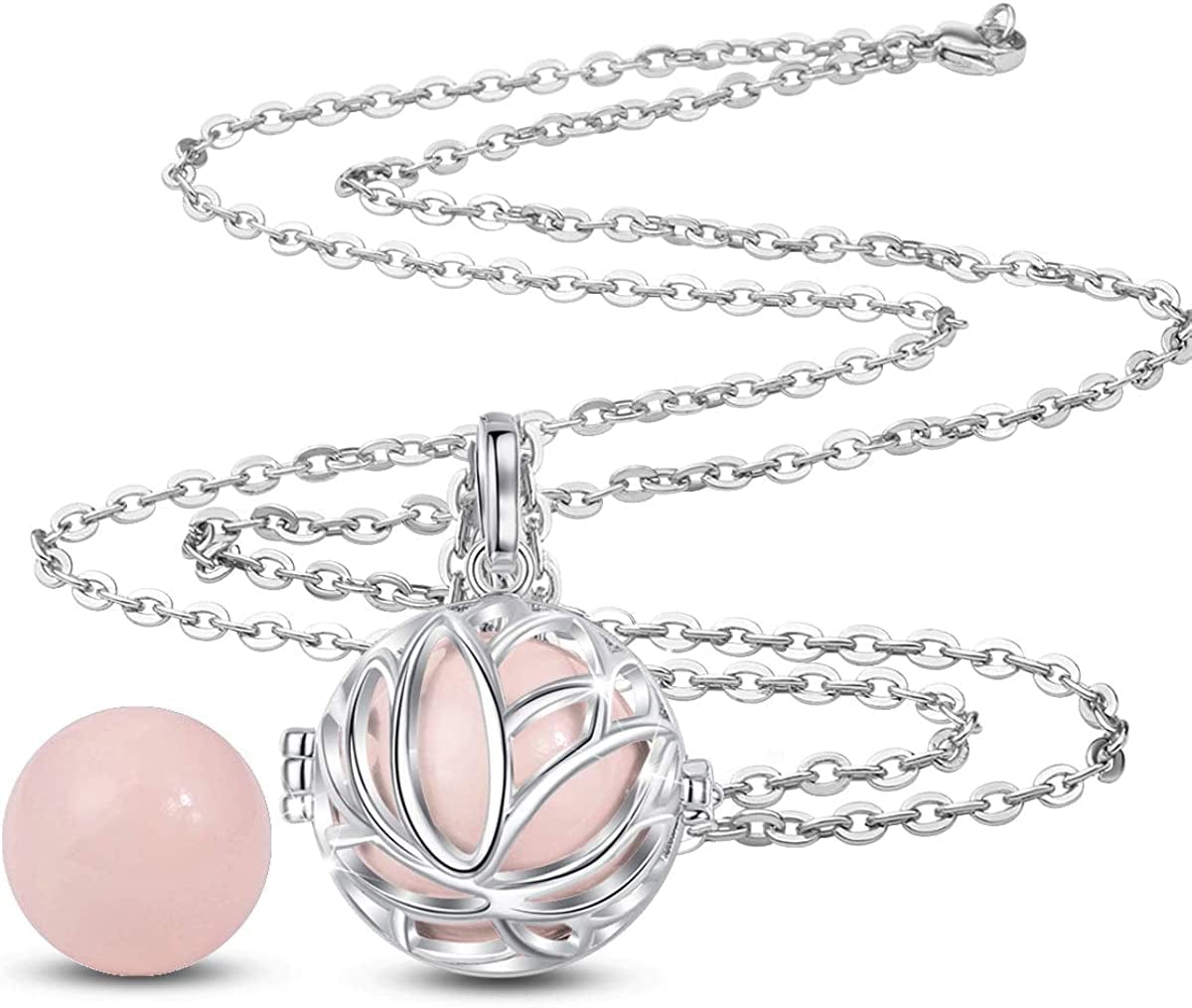 Pregnancy Necklace Lotus Long Pendant Necklaces Chime Ball Music Wishing Jewellery Pregnancy Gifts for Women Maternity Mum Baby Shower