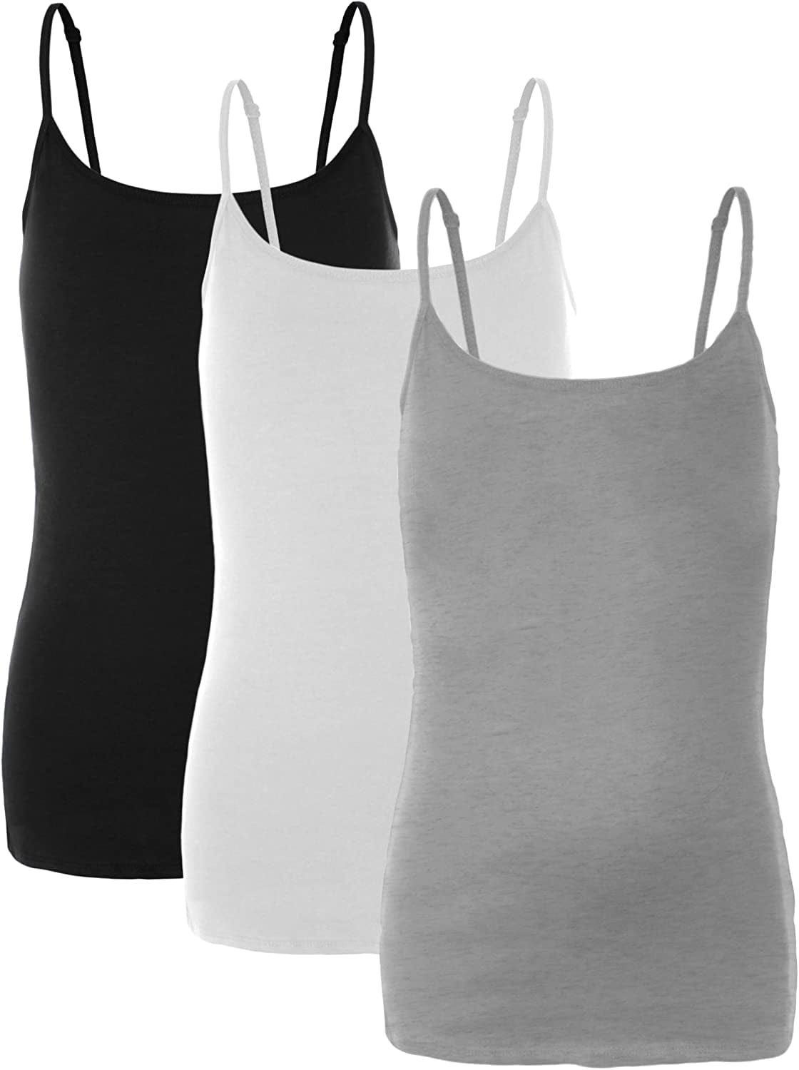 Preteen Training Bra Camisole Wireless Built in Fabric Support Cami 3pk - Black, White, H Gray / Small