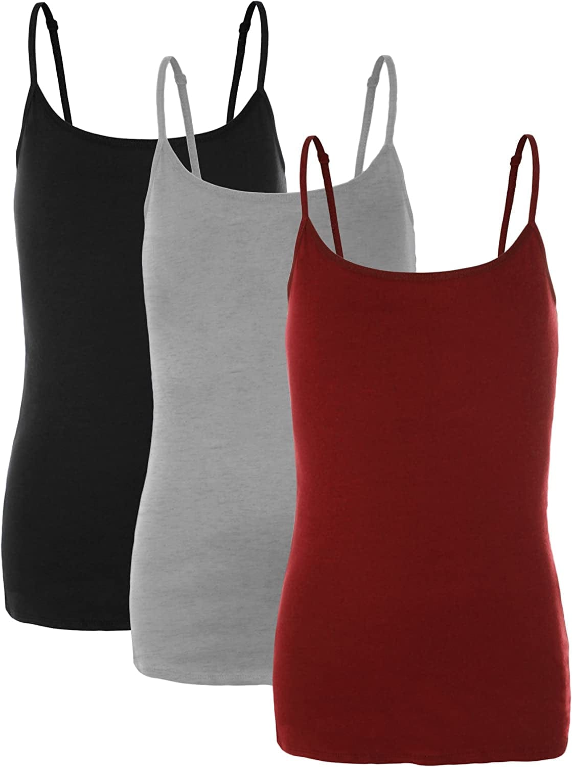Preteen Training Bra Camisole Wireless Built in Fabric Support Cami 3pk - Black, H Gray, Red / Small