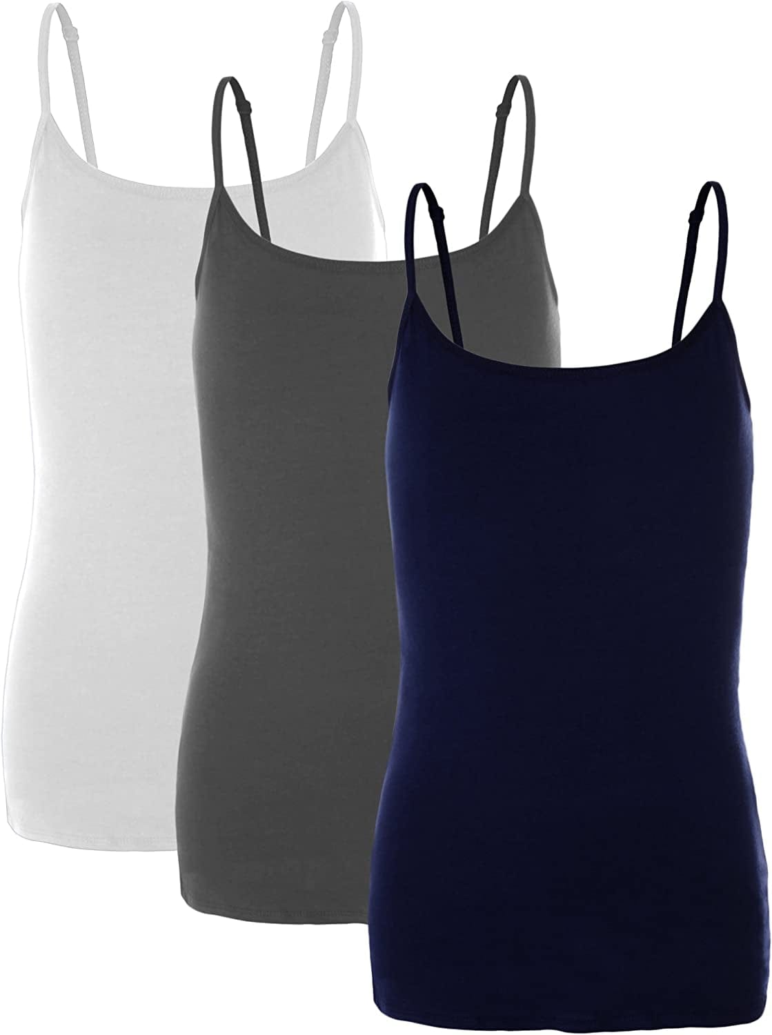 Preteen Training Bra Camisole Wireless Built in Fabric Support Cami 3pk - White, Charcoal, Navy / Small