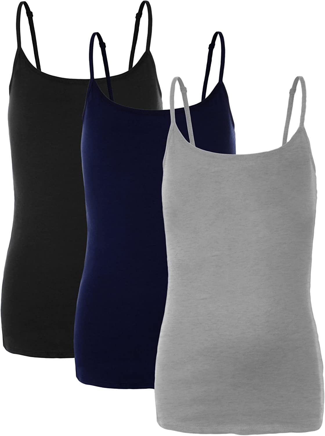 Preteen Training Bra Camisole Wireless Built in Fabric Support Cami 3pk - Black, Navy, H Gray / Small