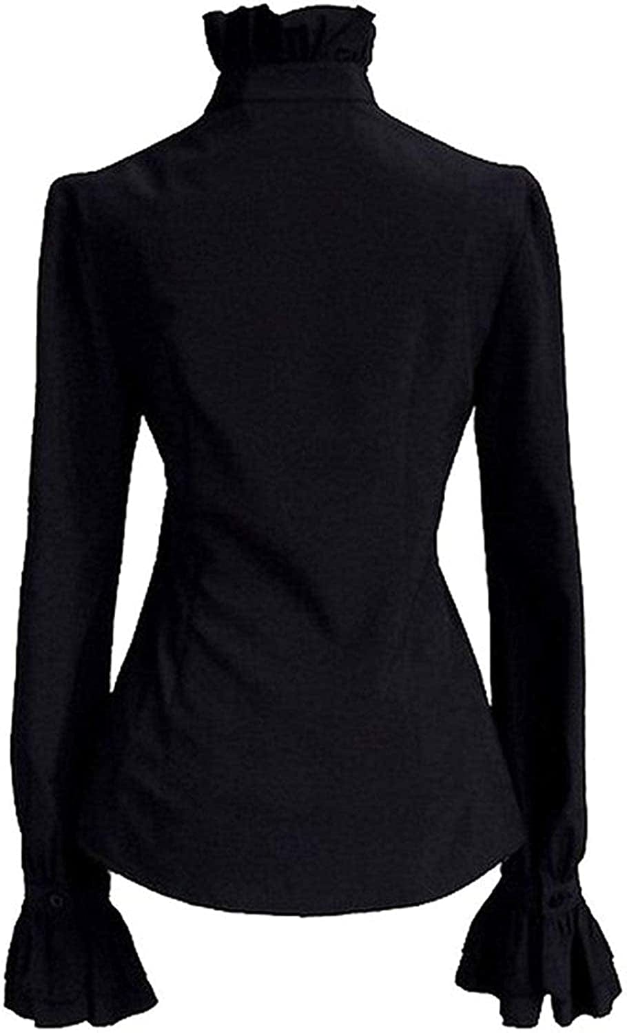 Prettyguide Women'S Victorian Blouse Retro Stand-Up Collar Lotus Ruffle Long Sleeve Gothic Shirt Tops