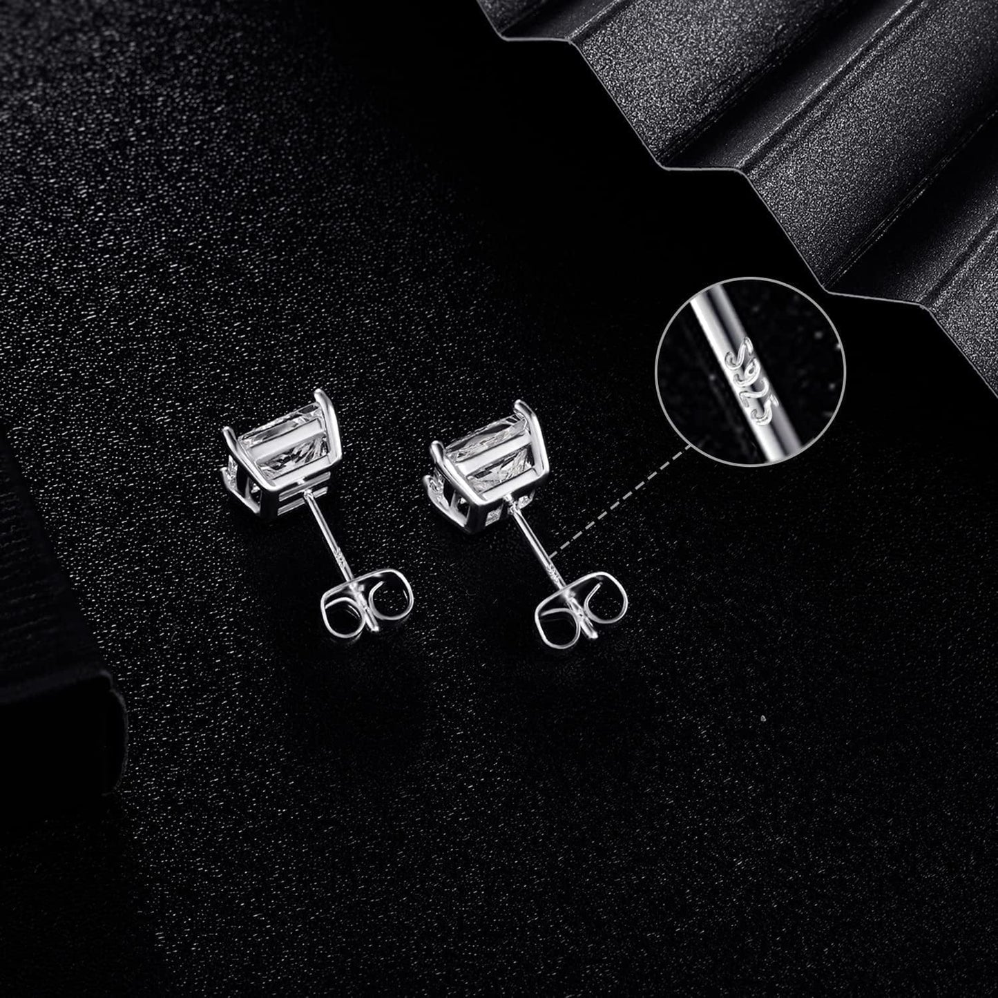 Princess Cut Cubic Zirconia 925 Sterling Silver Post Stud Earrings for Women Men