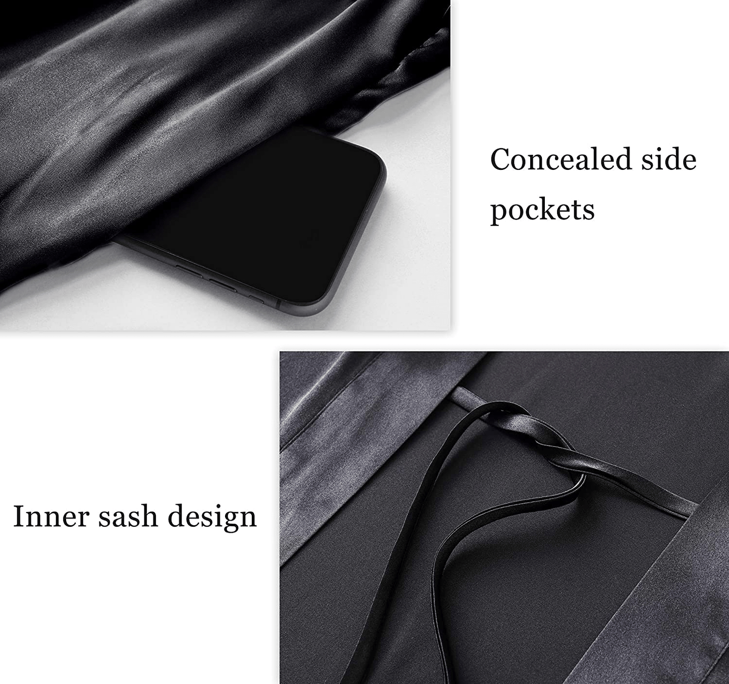 PRODESIGN Satin Kimono Robe Long Bath Robe with Ostrich Feather Trim Sleepwear Wedding Bridesmaid Robe Apparel & Accessories > Clothing > Sleepwear & Loungewear > Robes PRODESIGN