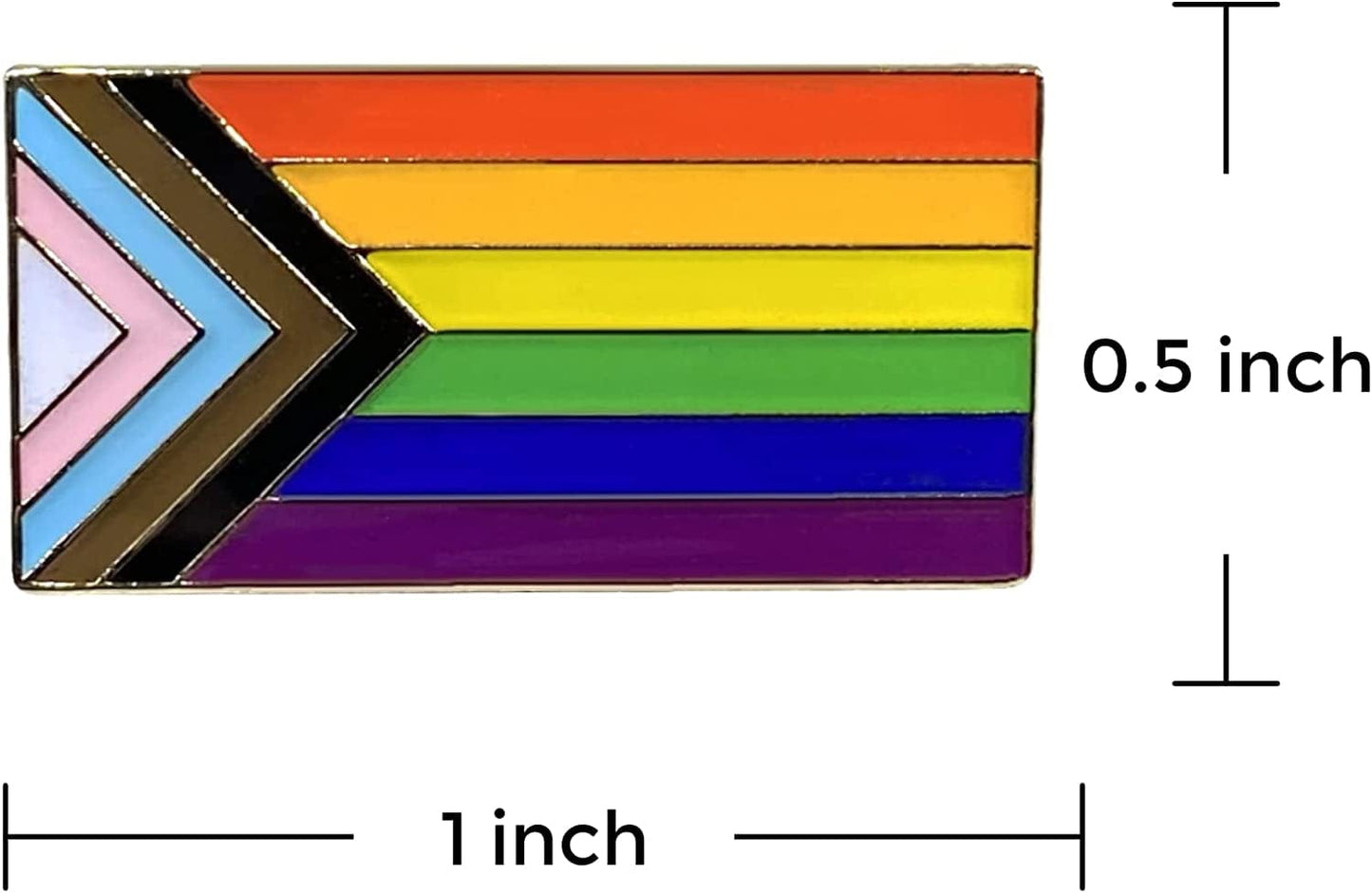 Progress Pride Flag LGBTQ Lapel Pin - LGBT Badge Equality Gay Lesbian Bisexual Transgender Supports Rainbow Brooch