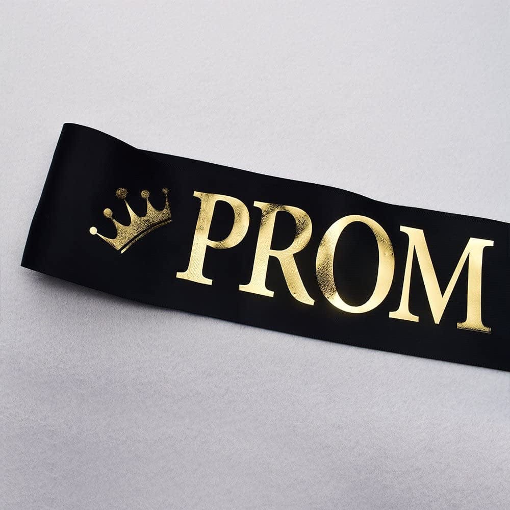 "Prom King" And"Prom Queen" Sashes - Graduation Party School Party Accessories, Black with Gold Print Apparel & Accessories > Clothing Accessories > Sashes TTCOROCK