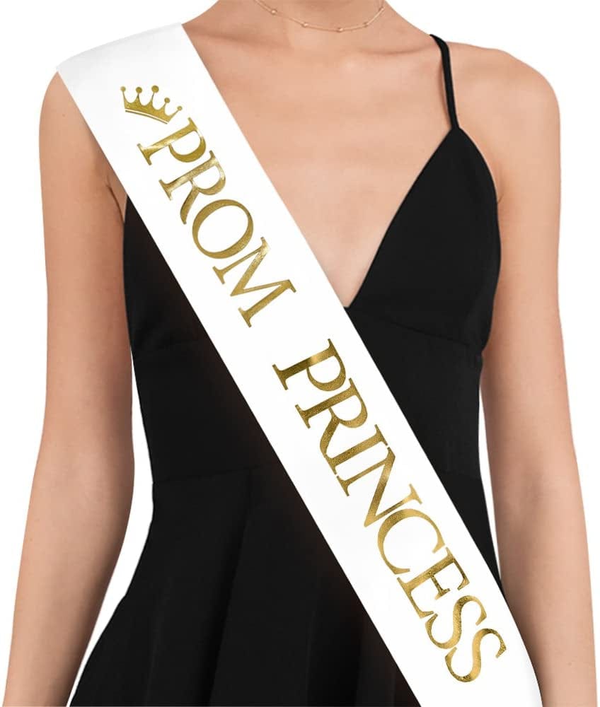 "Prom Prince" And"Prom Princess" Sashes - Graduation Party School Party Accessories, White with Gold Print Apparel & Accessories > Clothing Accessories > Sashes TTCOROCK