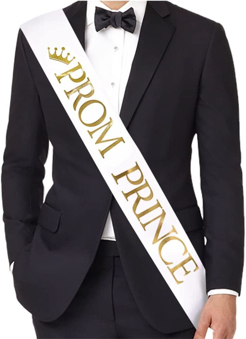 "Prom Prince" And"Prom Princess" Sashes - Graduation Party School Party Accessories, White with Gold Print Apparel & Accessories > Clothing Accessories > Sashes TTCOROCK