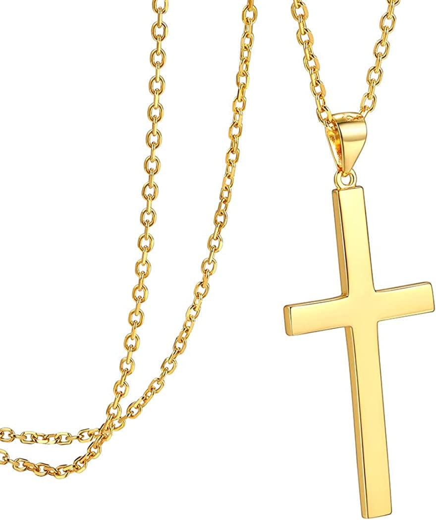 PROSILVER 925 Sterling Silver Dainty Necklace for Women, Heart/Cross/Round/Star/Moon/Triangle/Vertical,16"-18" Adjustable,Come Gift Box 08 Cross-18K Gold Plated 925 Sterling Silver / solid silver-01 non custom text