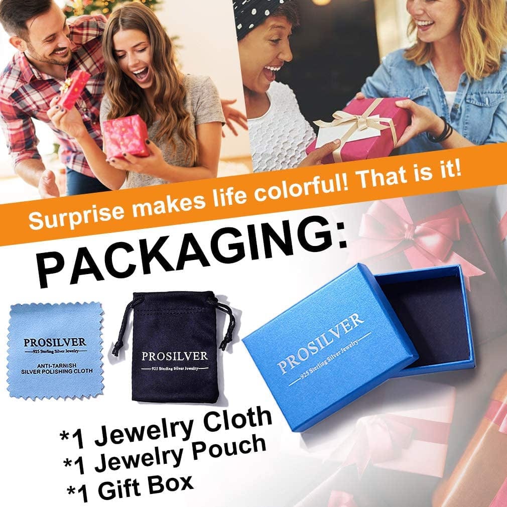 PROSILVER 925 Sterling Silver Dainty Necklace for Women, Heart/Cross/Round/Star/Moon/Triangle/Vertical,16"-18" Adjustable,Come Gift Box