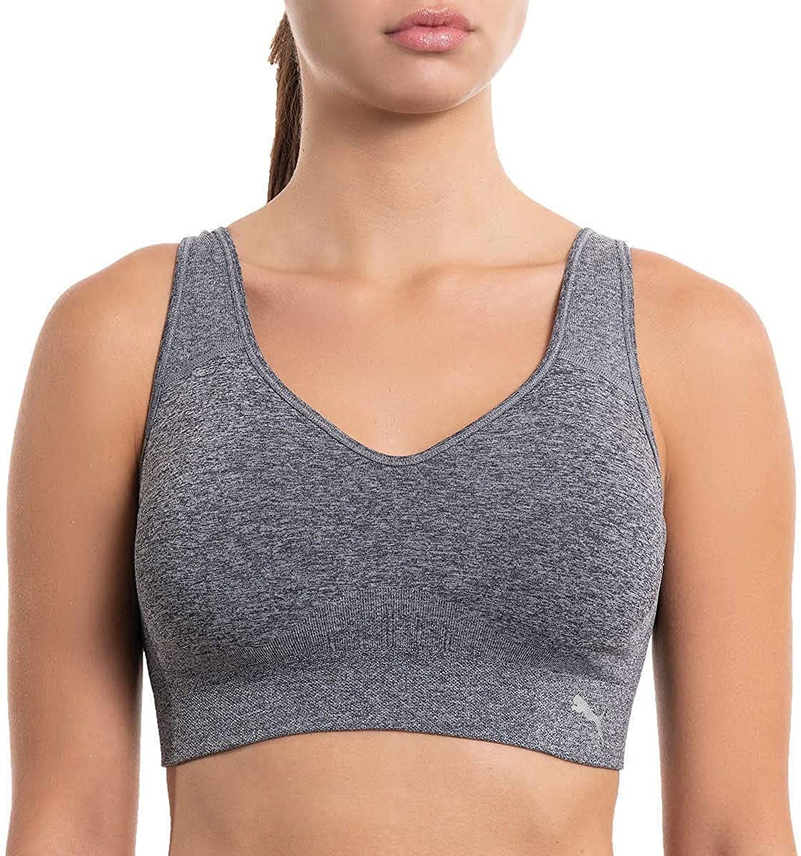 PUMA Women’S Seamless Convertible Sports Bra, 2-Pack Black/Gray / Medium