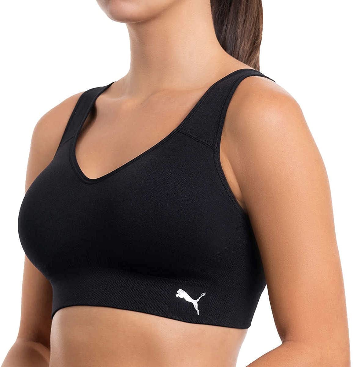 PUMA Women’S Seamless Convertible Sports Bra, 2-Pack Black/Gray / Medium