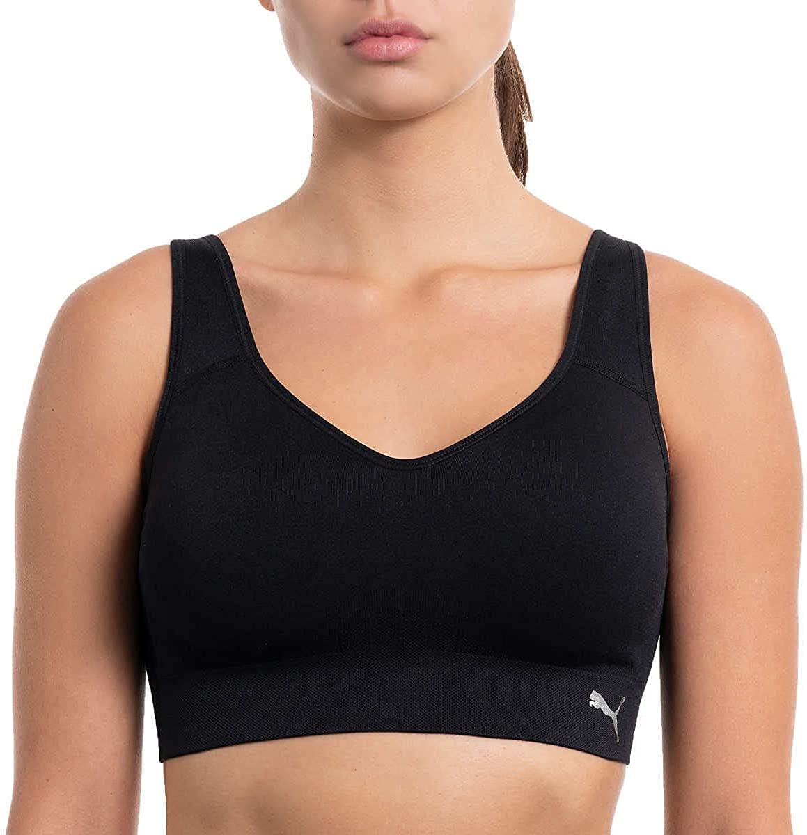 PUMA Women’S Seamless Convertible Sports Bra, 2-Pack Black/Gray / Medium