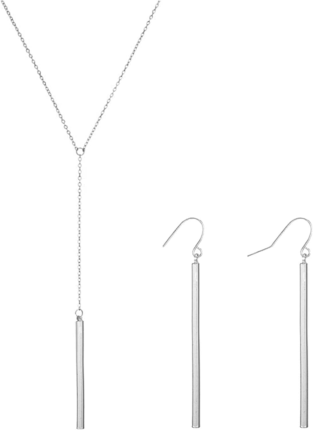 Punk Simple Style Gold/Silver Plated Lightning Long Exaggerated Square Geometric Stick Drop Dangle Earring for Women E-SILVER+EARRING