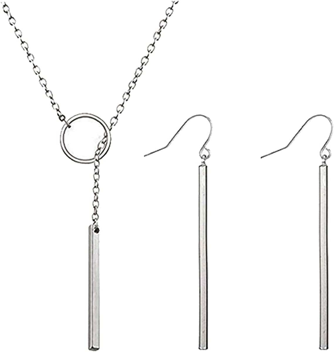 Punk Simple Style Gold/Silver Plated Lightning Long Exaggerated Square Geometric Stick Drop Dangle Earring for Women C-silver earrings set