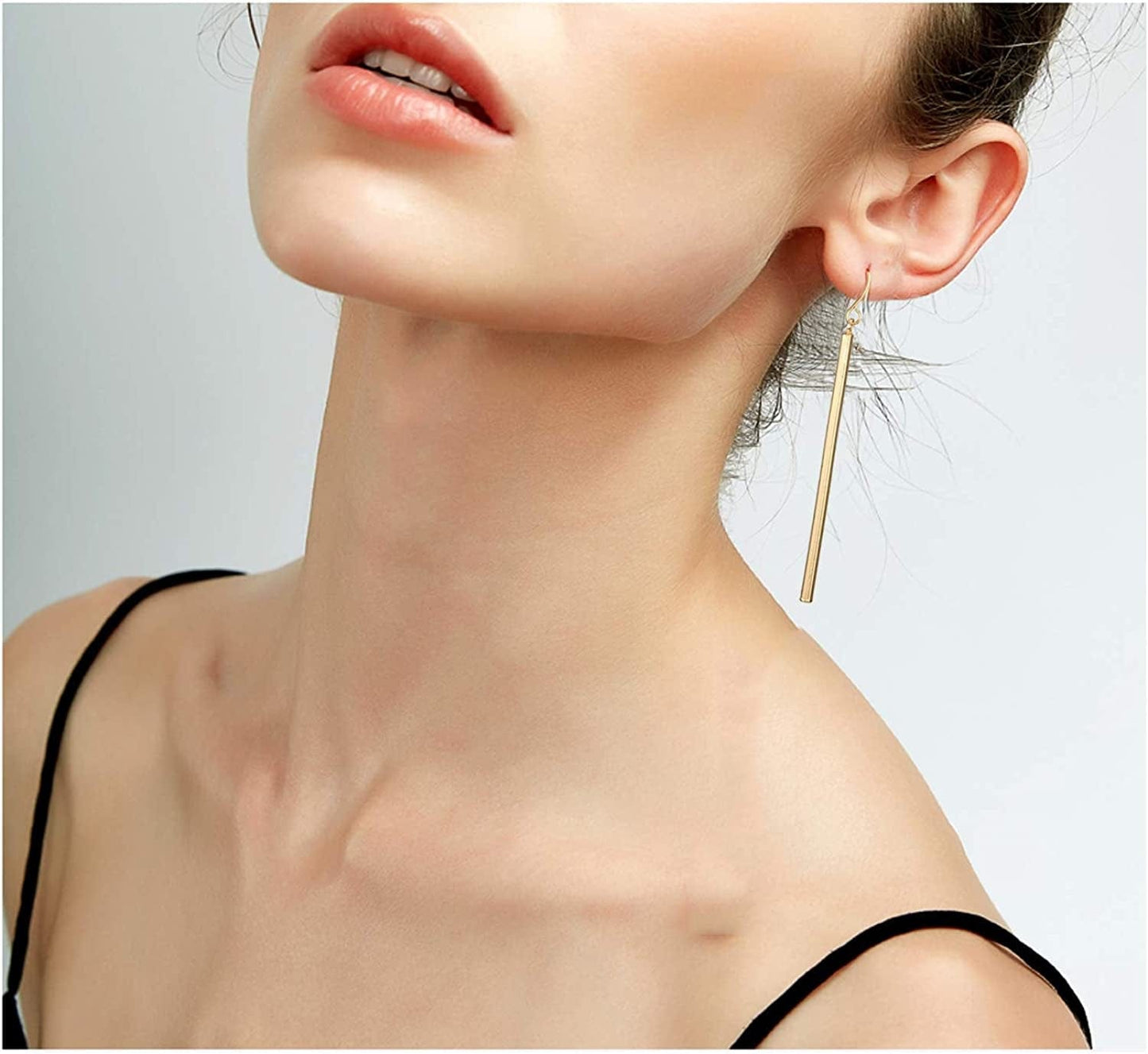 Punk Simple Style Gold/Silver Plated Lightning Long Exaggerated Square Geometric Stick Drop Dangle Earring for Women
