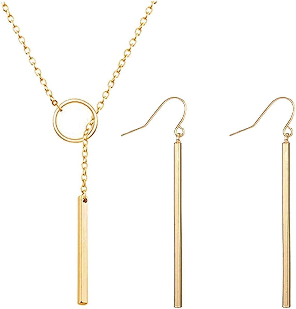 Punk Simple Style Gold/Silver Plated Lightning Long Exaggerated Square Geometric Stick Drop Dangle Earring for Women B-gold necklace earrings set