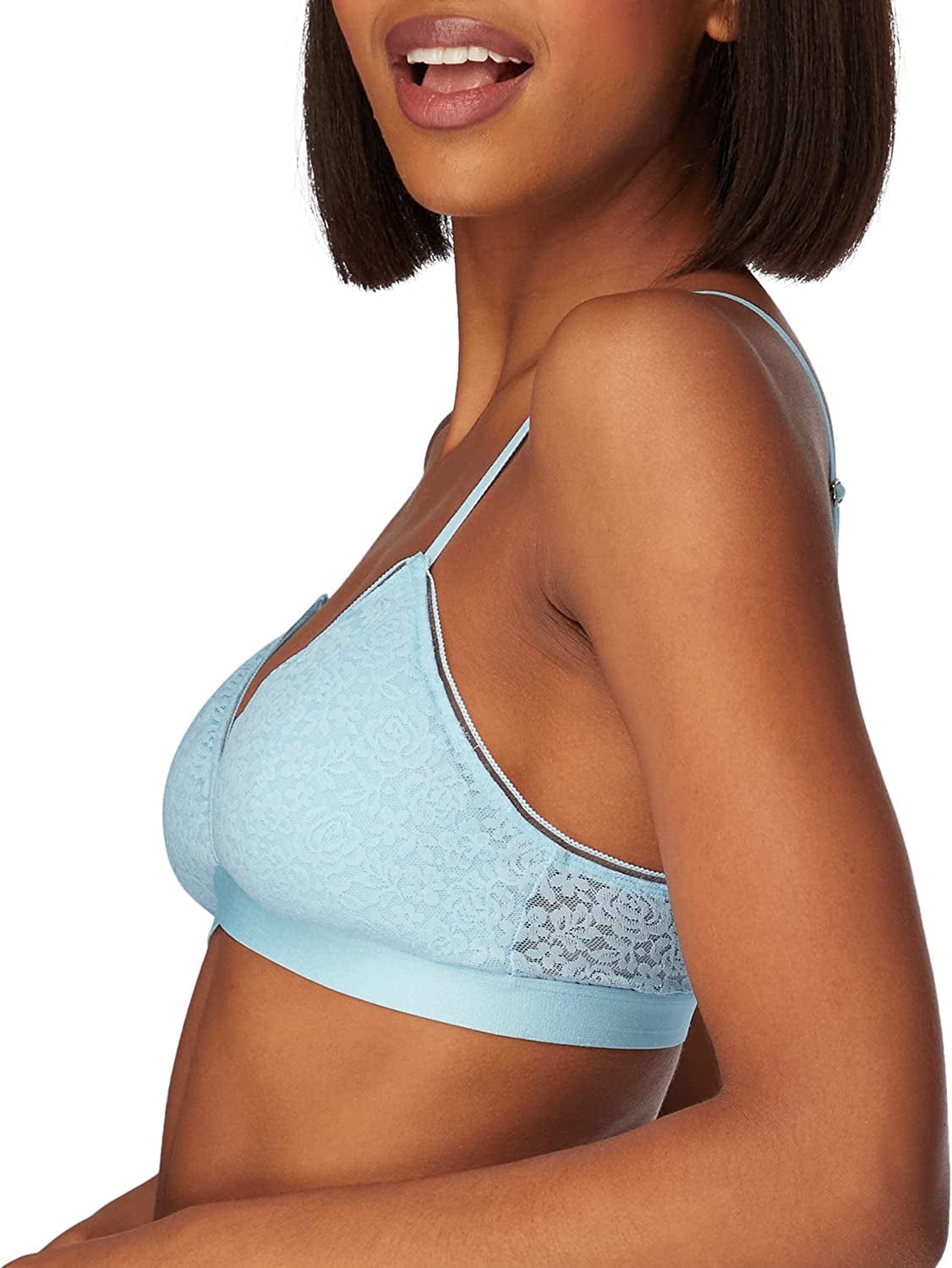 Pure Comfort Stretch-Lace Bralette, Wireless Triangle Demi Bralette with Removable Cups, Comfortable Bra