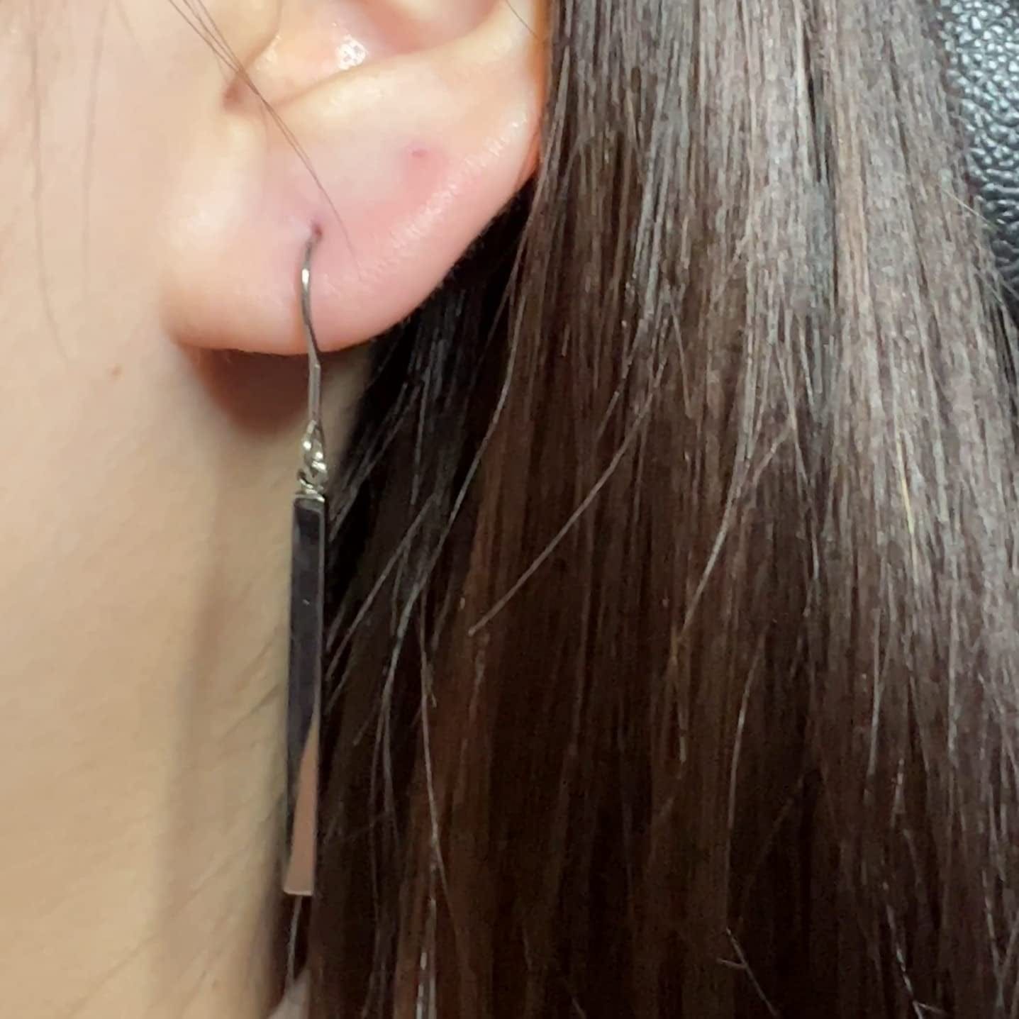 Pure Titanium Vertical Bar Dangle Earrings,Lightweight Drop Earrings Hypoallergenic for Sensitive Ears Women Girls