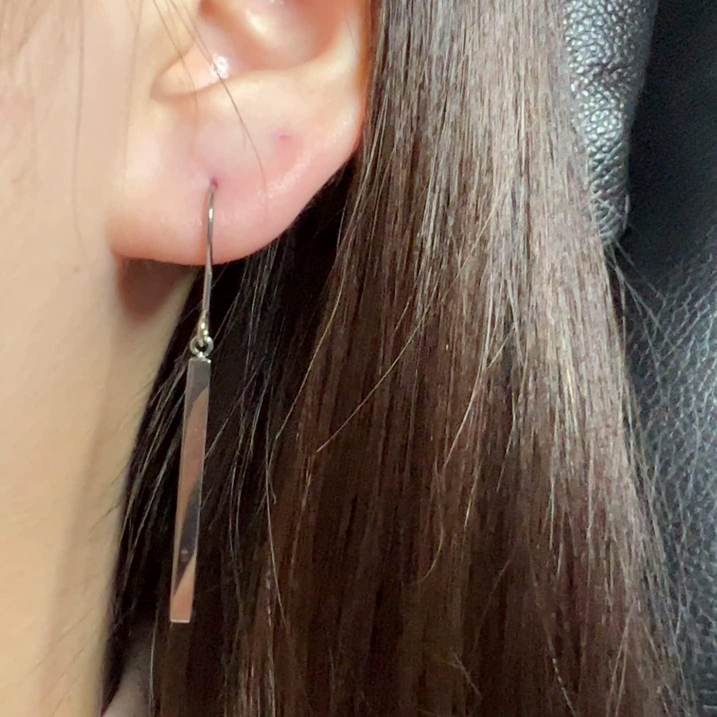 Pure Titanium Vertical Bar Dangle Earrings,Lightweight Drop Earrings Hypoallergenic for Sensitive Ears Women Girls