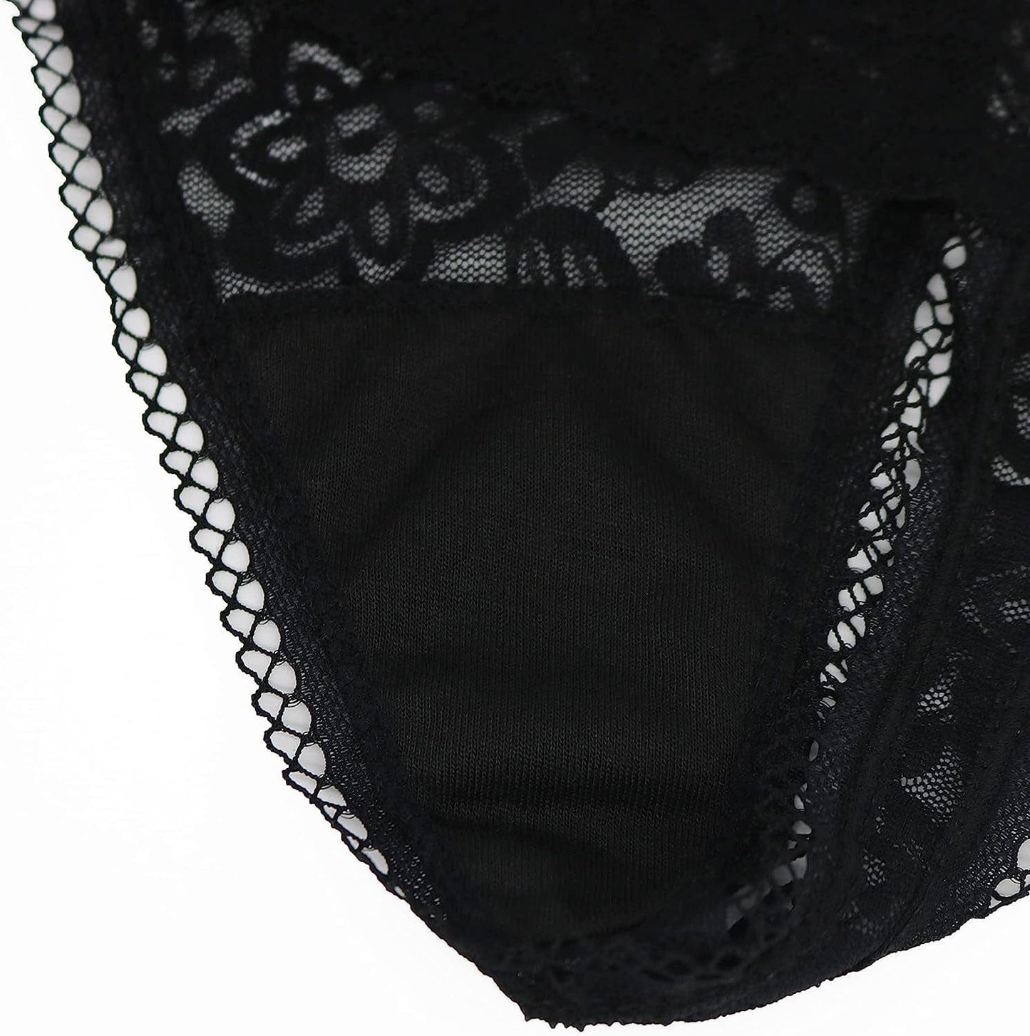 QOENDN Womens Thong Cotton Sexy Lace Panties Pack Cheeky Seamless See through Hollow Out T Back Underwear plus Size