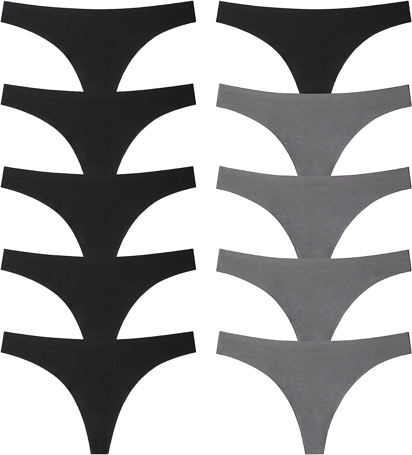 QOVOQ Seamless Thongs for Women ,Breathable Womens Thongs Cotton Thongs for Women No Show Thong Underwear Women Pack Multicoloured H-10pack / Large