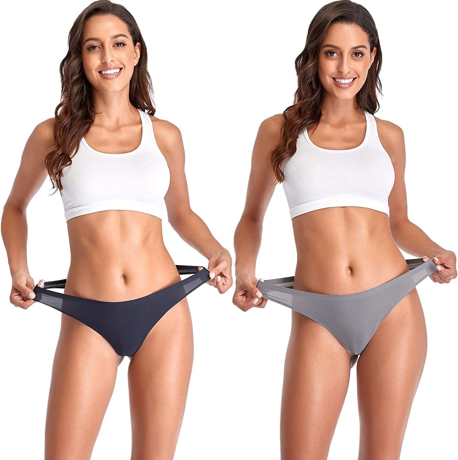 QOVOQ Seamless Thongs for Women ,Breathable Womens Thongs Cotton Thongs for Women No Show Thong Underwear Women Pack