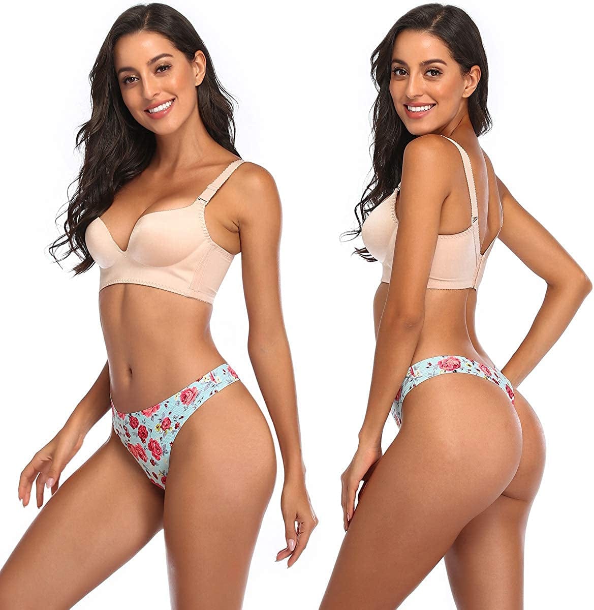 QOVOQ Seamless Thongs for Women ,Breathable Womens Thongs Cotton Thongs for Women No Show Thong Underwear Women Pack