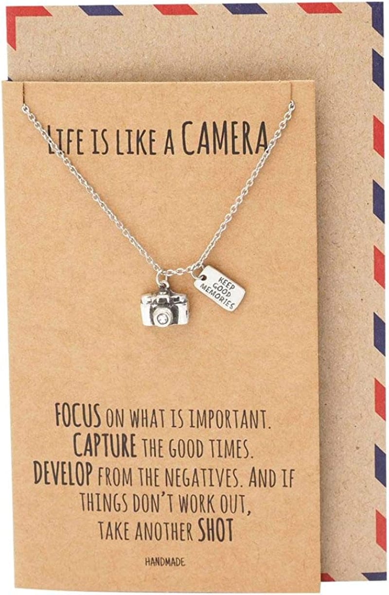 Quan Jewelry Cute Vintage Camera Miniature Jewelry for Women, Photography Gifts Silver Tone