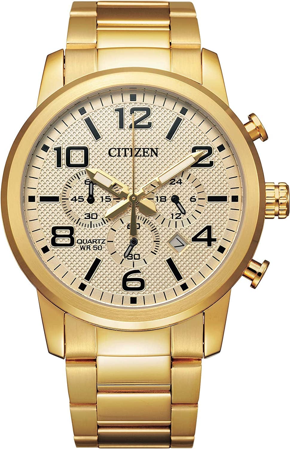 Quartz Mens Watch, Stainless Steel, Classic Gold-Tone