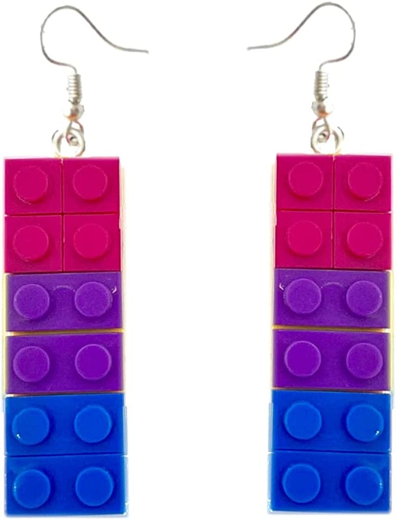 Rainbow Gay Pride Necklace Earrings Bracelet for Men & Women - Unisex Rainbow Jewelry - Plastic Bricks LGBT - Lesbian Gay Bisexual Transgender Jewelry for Men and Women Bisexual Earrings