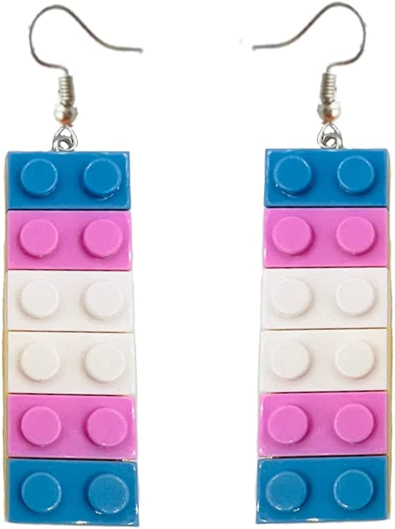 Rainbow Gay Pride Necklace Earrings Bracelet for Men & Women - Unisex Rainbow Jewelry - Plastic Bricks LGBT - Lesbian Gay Bisexual Transgender Jewelry for Men and Women Transgender Earrings