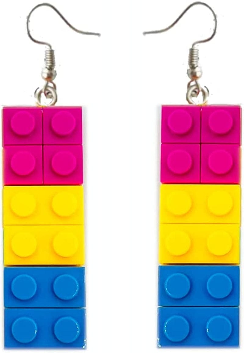 Rainbow Gay Pride Necklace Earrings Bracelet for Men & Women - Unisex Rainbow Jewelry - Plastic Bricks LGBT - Lesbian Gay Bisexual Transgender Jewelry for Men and Women Pansexual Earrings