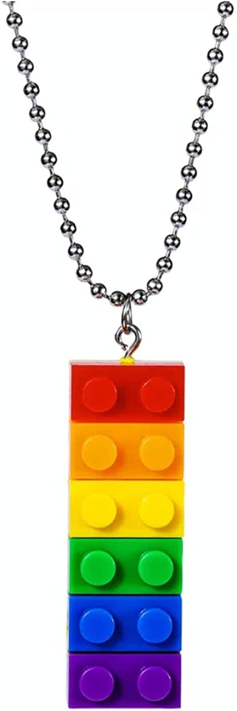 Rainbow Gay Pride Necklace Earrings Bracelet for Men & Women - Unisex Rainbow Jewelry - Plastic Bricks LGBT - Lesbian Gay Bisexual Transgender Jewelry for Men and Women Pride Necklace